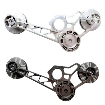 

2 Pcs Bicycle Rear Derailleur Tensioner 2/6 Speeds Aluminium Alloy Chain Tensioner for Brompton, Silver & Titanium