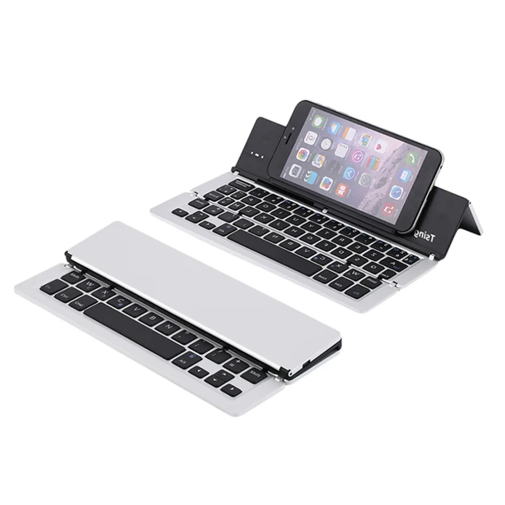 

F18 Ultrathin Wireless Bluetooth 3.0 Keyboard Aluminium Alloy Foldable Keyboard Stand For Smartphone Bluetooth Keyboard