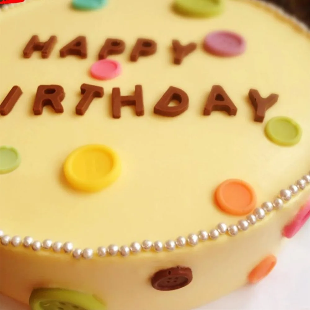 Happy Birthday Alphanumeric Symbols Letters Silicone Mold Heart-shaped Chocolate Fondant Cake Diy For Kitchen Baking Mold Tools