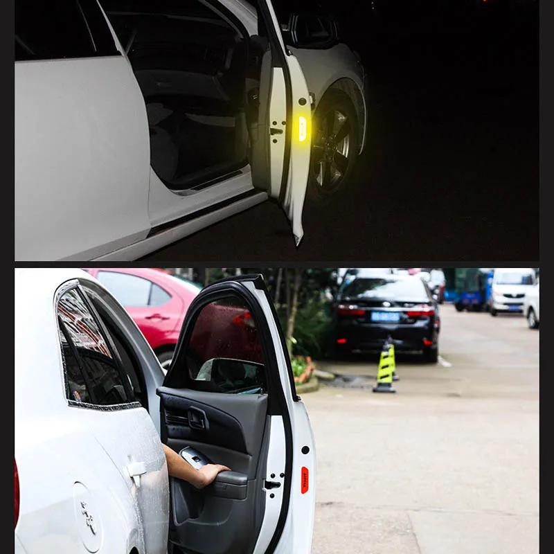 4 шт./компл. автомобильные отражающие наклейки лента предупреждающий знак ночного вождения освещение световой аксессуары лента наклейки