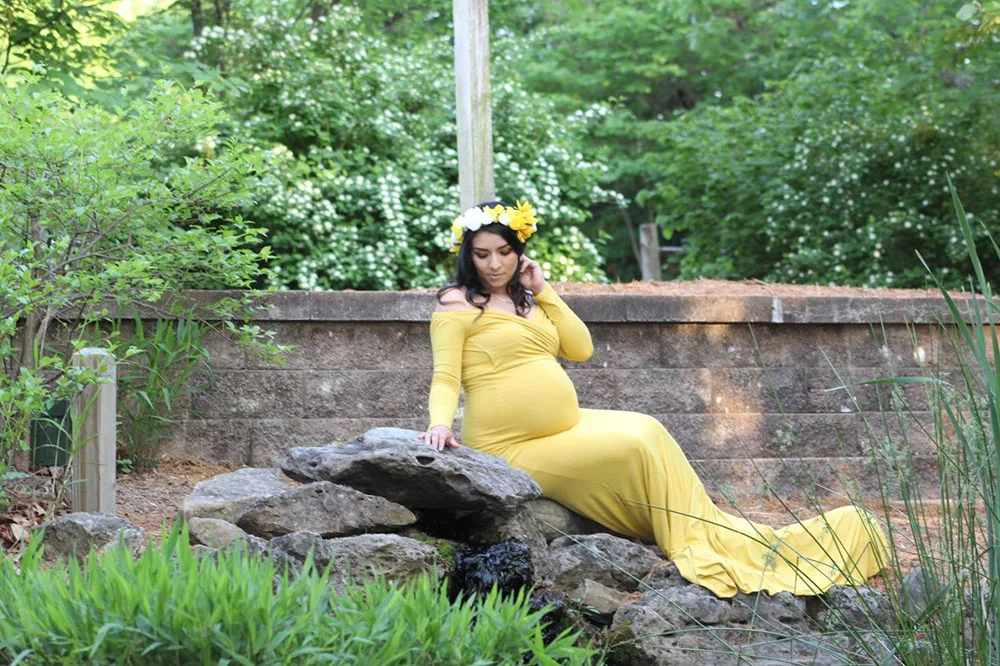 Long Sleeve Maxi Maternity Dress for Photo Shoot Elegant Fitted Gown Pregnancy Dress for Baby Shower Women Photography Prop 2020