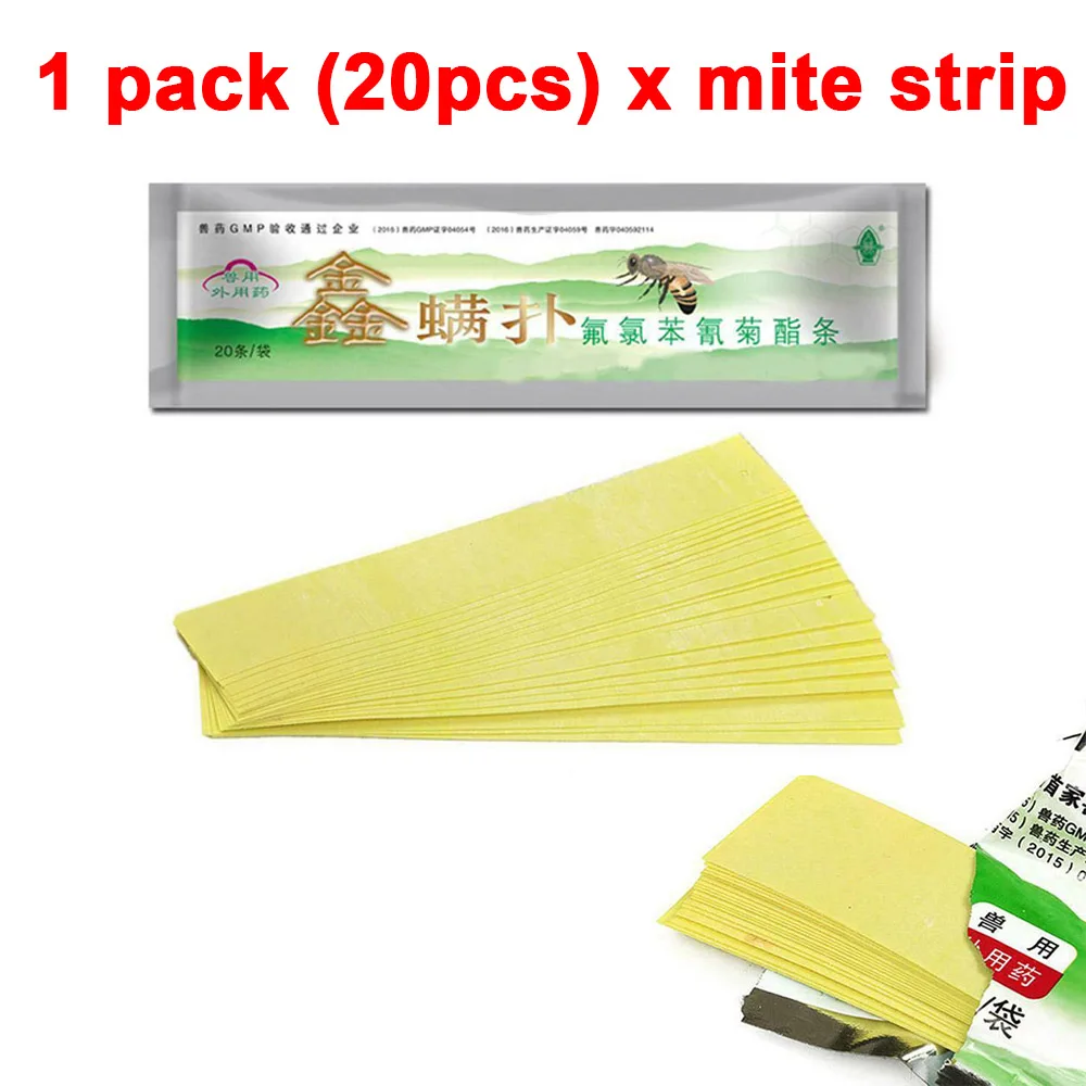20Pcs/Pack 20 Fluvalinate Strips Anti Insect Pest Controller Instant Mite Killer Miticide Bee Medicine Mite Strip Home tool Farm