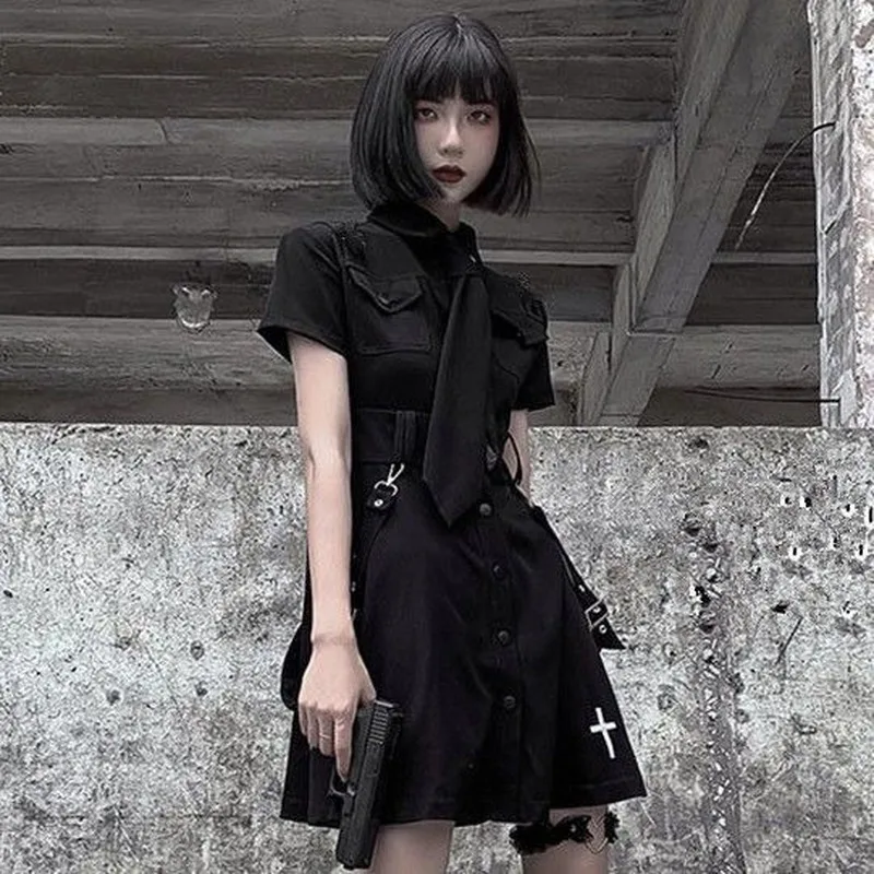 Dress Punk Gothic Harajuku Summer Black 