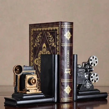 

Retro Camera Bookend Movie Film Projector Black Silver Collector's Project Creative Bookcase Vintage Jewelry Study Room Study Ho