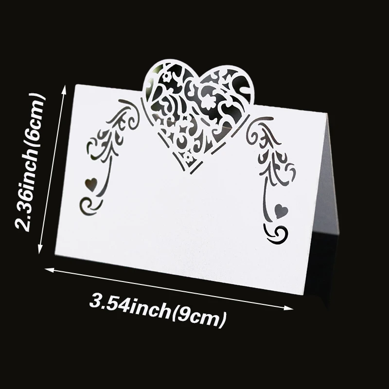 Love Heart Table Name Place Cards for Wedding Birthday Party 50/100Pcs
