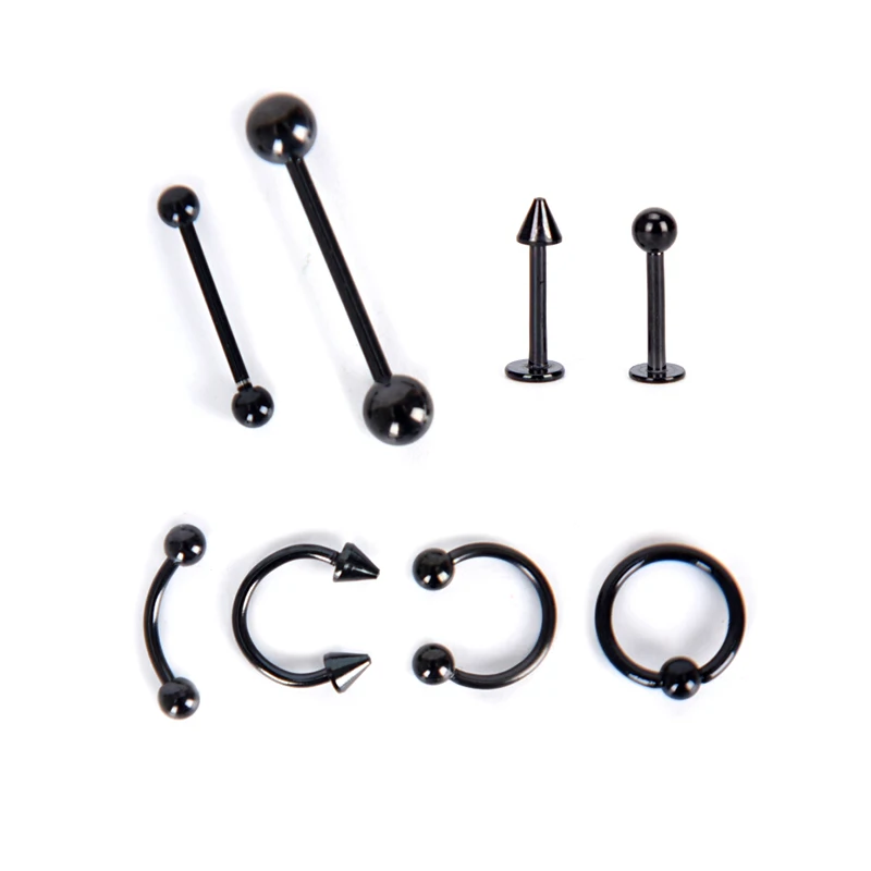 8/9/16Pcs Mix Bar Ball Ring Spiking Surgical Stainless Steel Ear Eyebrow Lip Nose Tongue Piercing Set Jewelry for Women Men piercing jewelry ear piercing jewelry body piercing jewelry body jewelry