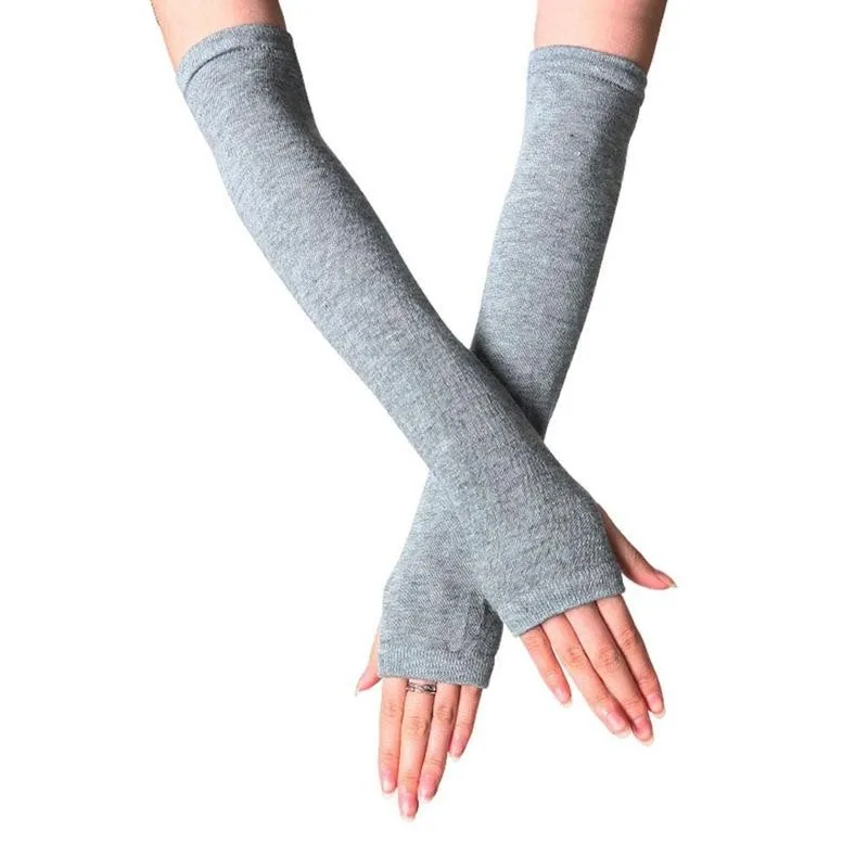 Unisex Long Fingerless Gloves Gloves Arm Cover Striped Cotton Wrist Sleeves Arm Warmer Sleeve Knitted Gloves Womens Fingerless
