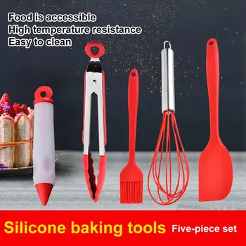 

5 Silicone High Temperature Resistant Kitchenware Non-stick Pot Set Kitchen Tools Baking Utensils