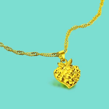 

New Lovely Gold Filled Jewelry Women's Surface 24k Gold 925 Silver Clavicle Necklace Heart Pendant Design Charm Brithday Gift