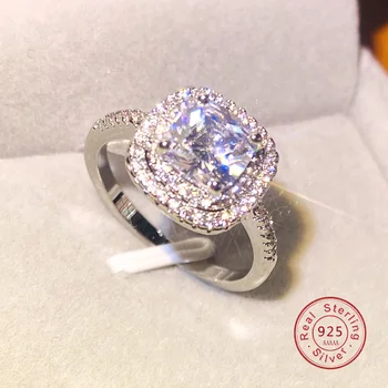 

New Arrival female Wedding Jewelry 925 sterling silver Heart Arrow Mosaic Square Cubic Zircon rings for women Jewelry Anillos