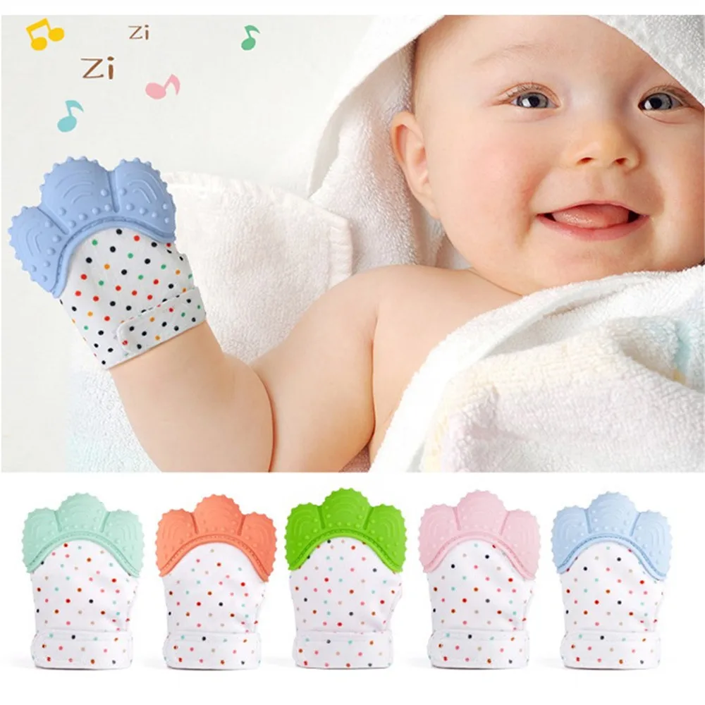 

Baby Silicone Mitts Teething Mitten Glove Sound Teether Newborn Chewable Nursing Mittens Teether Natural stop Sucking Thumb Toy