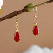 Красные серьги женские темпераментные Длинные Простые новые