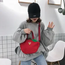 Японский Корейский стиль INS для девочек милый мультфильм банан яблоко вышитые холщовые сумки студенческие сумки на плечо