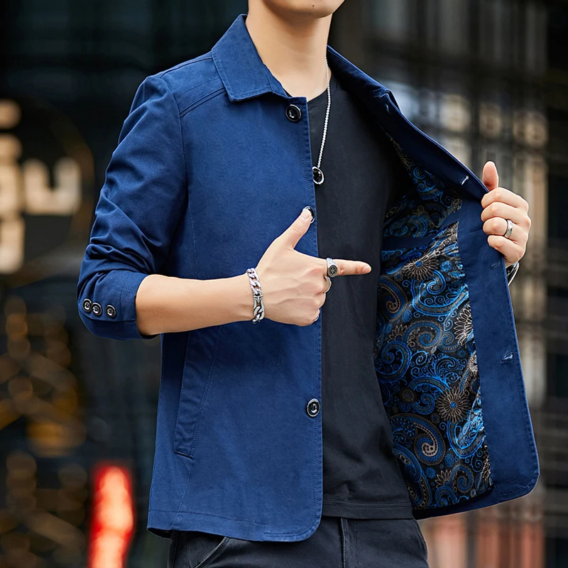 Promotion New autumn 2019 medium and long cotton wash jacket men's trench coat Slim jacket men's bomber jacket 4XL