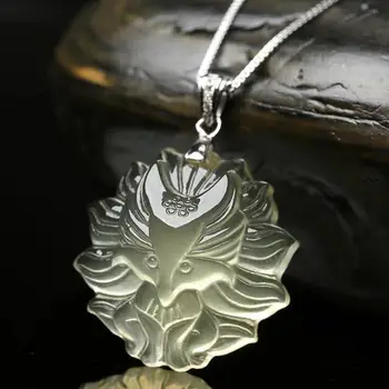 Natural topaz nine-tailed fox pendant small fox necklace fortune pendant female male crystal jewelry transfer to help the cause