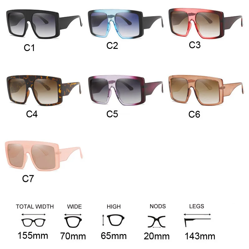 Men Women Sunglasses Designer Oversized Square Large Design Flat Top Big  Fashion