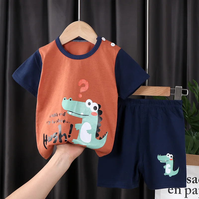 Children's 100% Cotton Short Sleeve Suit 2022 New Summer Clothes Boys And Girls T-shirt Shorts Two Piece Set Baby Girl Outfits newborn baby clothing gift set Baby Clothing Set