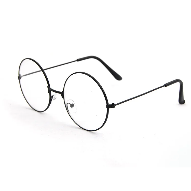 Новые женские мужские ретро большие круглые прозрачные линзы очки металлические черные Серебряные Золотые оптические очки оправа очки - Цвет оправы: Черный