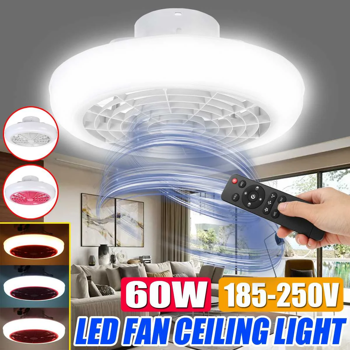 Led Ceiling Fan Light ceiling fan with lights remote control 45*20cm modern lighting three-color dimming 60W ceiling light