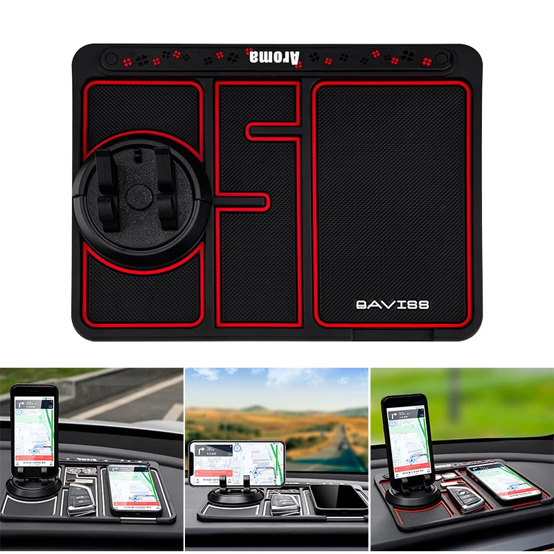 Nonslip Phone Pad For Car 4in1 Flexible Dash Board Mat With Phone Holder & Aromatherapy