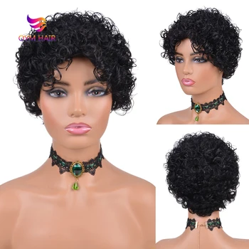 

Short Bob Wig Human Hair Pixie Cut Wig With Bangs Afro Kinky Curly Wig Remy Brazilian Hair Cheap Human Hair Wigs For Black Women