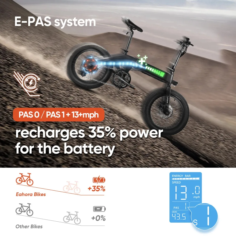 Электрический складной велосипед Eahora модель 2020 года 48V350W pas 80 миль гидравлический