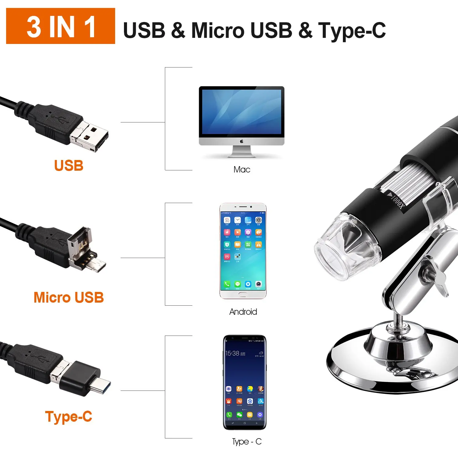 8 светодиодный USB цифровой микроскоп 500X 1000X 1600X эндоскоп камера микроскопио Лупа