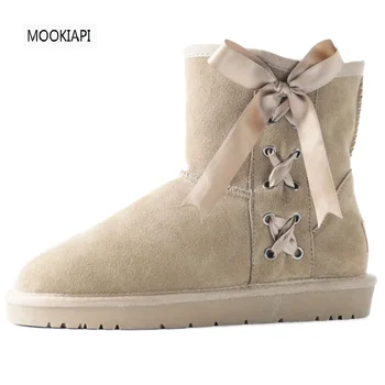 

The highest quality snow boots in Australia in 2019, real cowhide, natural wool, the latest short tube lace up women's shoes