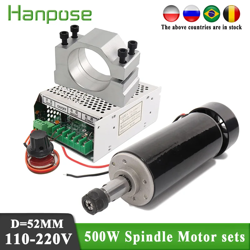 05kw-air-cooled-spindle-motor-er11-chuck-cnc-500w-spindle-dc-motor-52mm-clamps-power-supply-speed-governor-for-diy-cnc