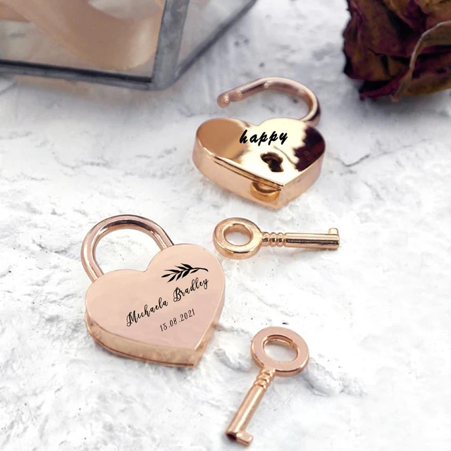 Lucchetto a forma di cuore in metallo inciso lucchetto a forma di cuore in  oro rosa con chiave regalo di san valentino ponte coppie regali serrature -  AliExpress