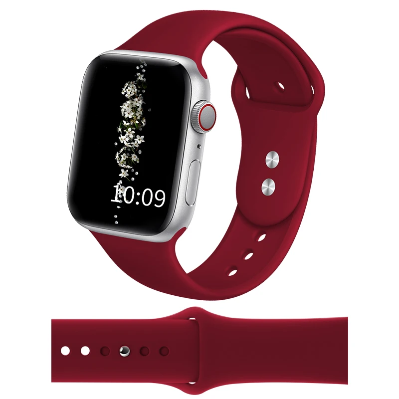 GELUOYA мягкий силиконовый спортивный ремешок для наручных часов Apple Watch, версии 5/4/2/38 мм/42 мм резиновый ремешок для наручных часов iWatch серии 5 4 40 мм 44 мм - Цвет ремешка: Dark Red