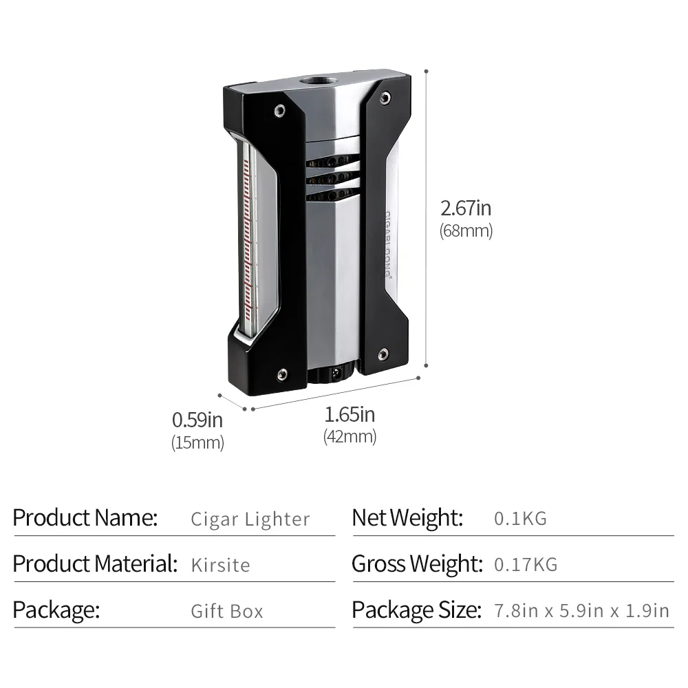 Cigar Lighter 6 Colors Optional Portable Metal Torch Jet Flame Cigarette Lighter Gas Butane CL-1051 butane gas lighter cigarette lighter