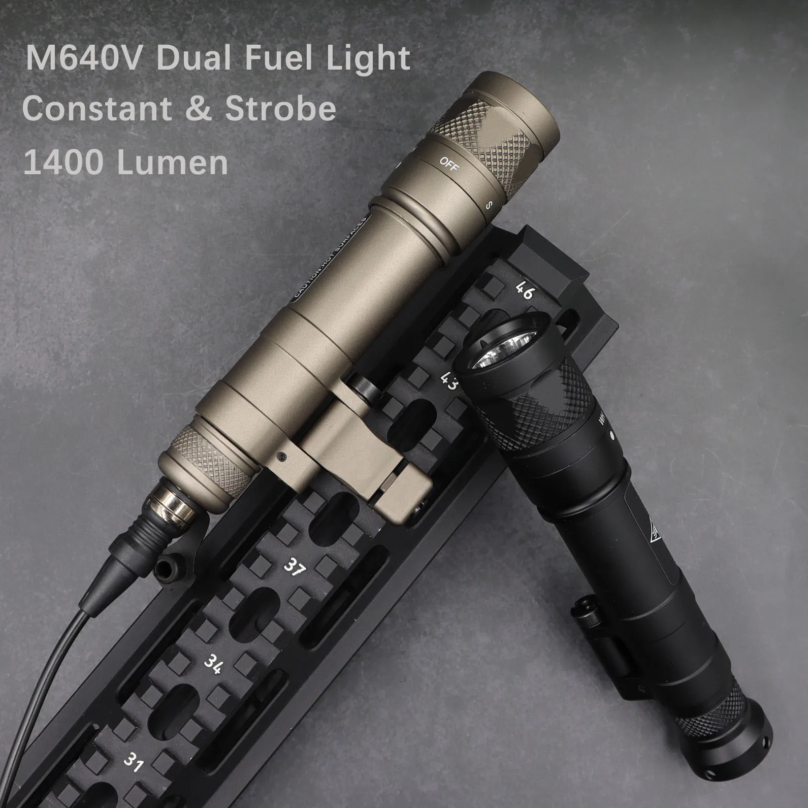 Details about   M640V Dual Fuel Scout Light 1400 Lumens Tactical Strobe Flashlight for Airsoft 