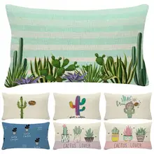 

80%HOT30cm x 50cm Pillow Case Washmachine Washable Multi-purpose Polyester Cactus Printing Cushion Cover for Daily Life