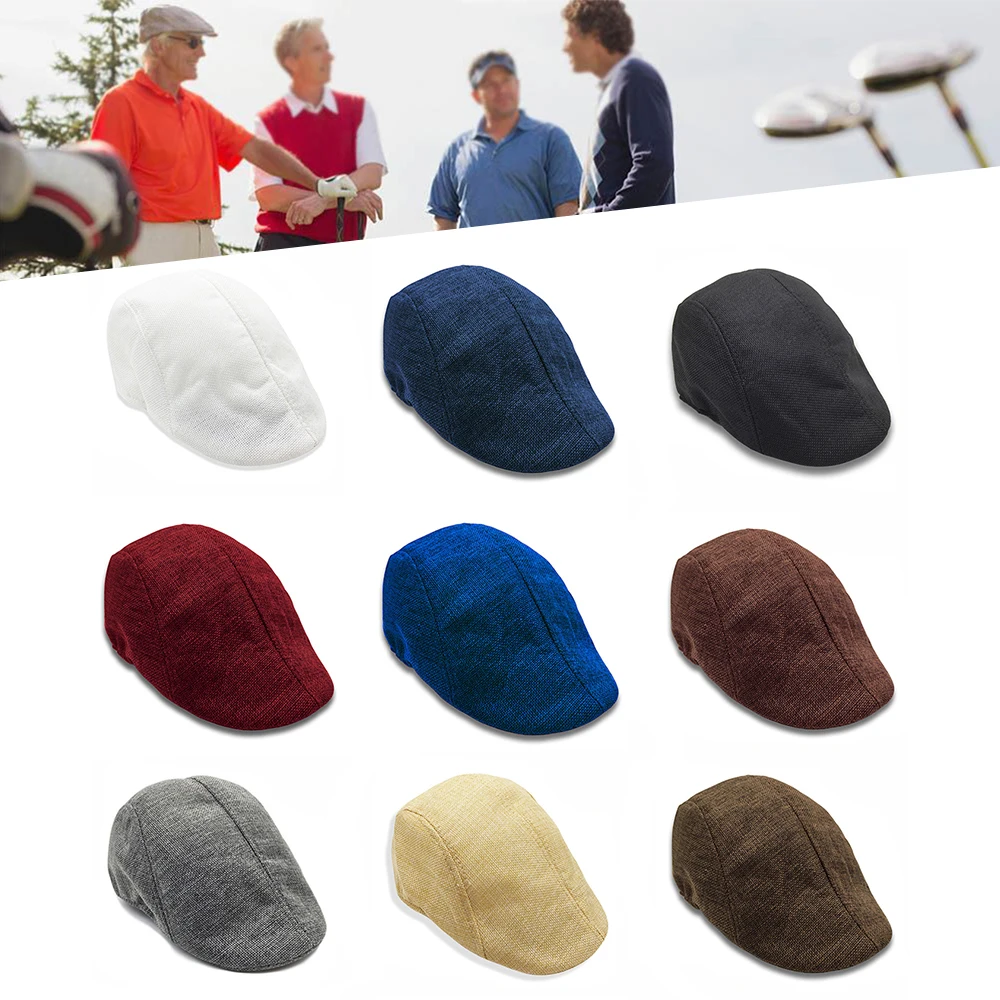 

2019 Men's Berets Cap Golf Driving Hat Sun Flat Cap Fashion Cotton Berets Caps for Men Casual Peaked Hat Flat Casquette Hats D40