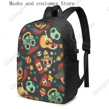 

3d Print Day Of The Dead Usb Backpacks Da De Muertos Custom Washed Skull Bag Travel Sports Backpacks Woman 2020