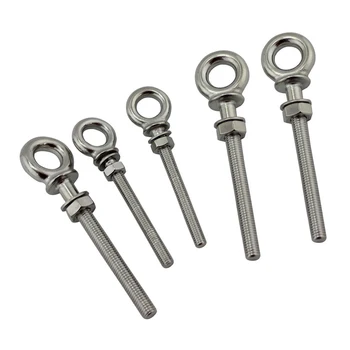 

5PCS M6x60 Stainless Steel 316 HX Long Thread Eye Bolt Rigging Hardware Eye Bolts Lock Stainless Steel