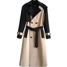 Осень-зима, мужской Тренч, пальто с соединением цветов, мужское длинное пальто, Мужская одежда, приталенное пальто с длинным рукавом, новинка, дизайнерский большой размер