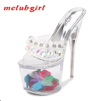 

Thin Heeled Waterproof Platform 17cm20cm Catwalk Shoes Pole Dance Shoes Nightclub Shoes Transparent LFD-10366-9