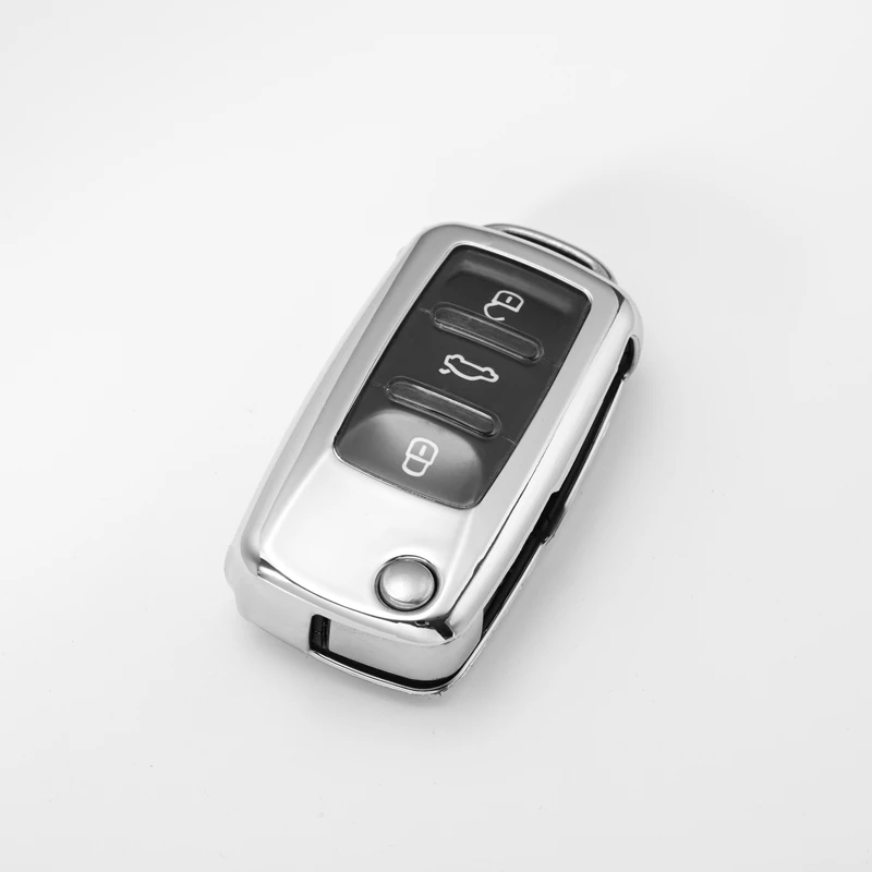 ТПУ чехол для автомобильных ключей, чехол для VW Golf Bora Jetta POLO GOLF Passat для Skoda Octavia A5 Fabia для сиденья Ibiza Leon - Название цвета: A-silver