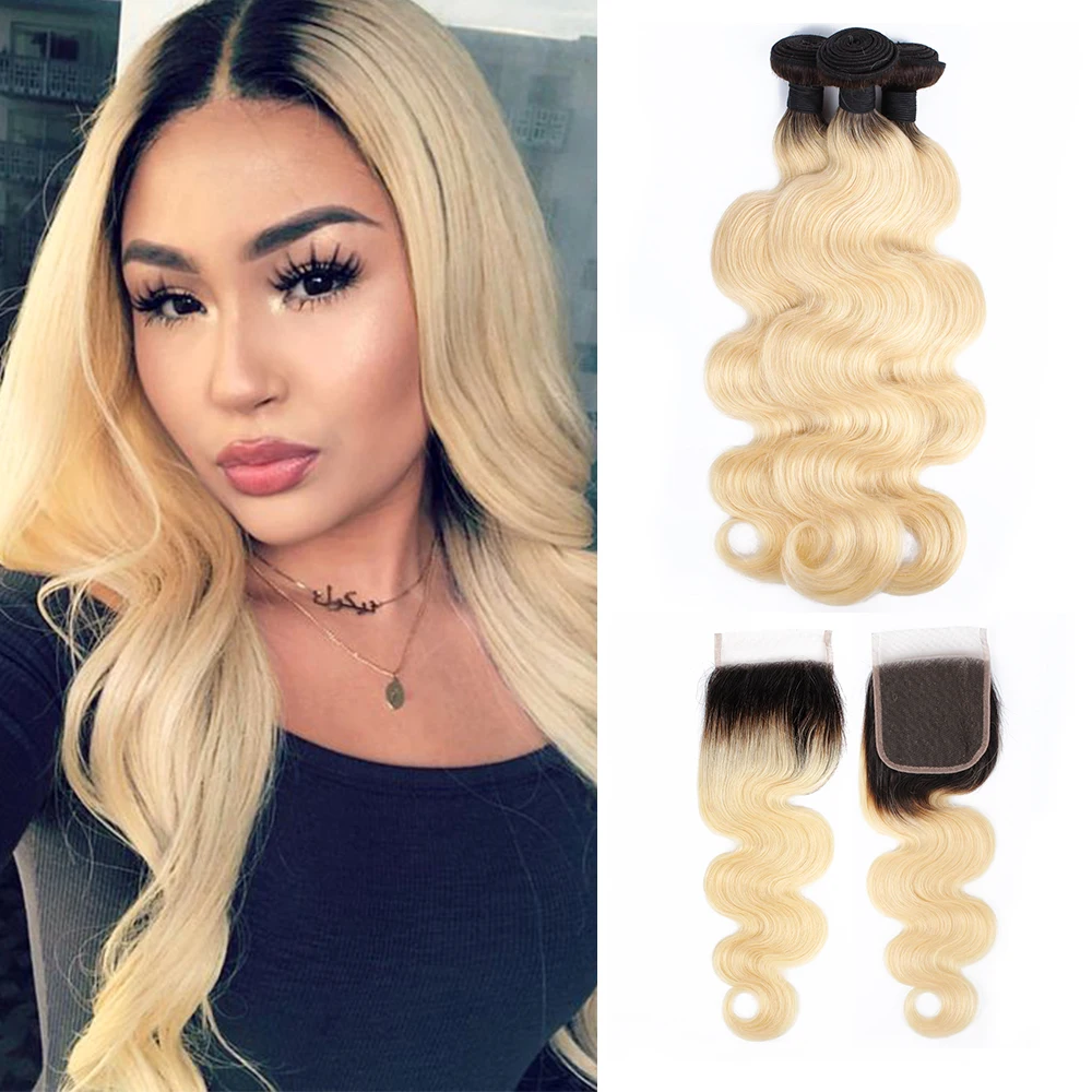 BOBBI коллекция Ombre T 1B 613 пряди с застежкой темные корни Платина блонд бразильские