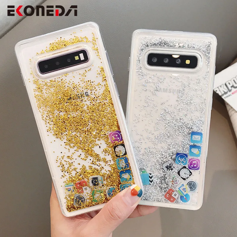Чехол EKONEDA с жидкими блестками для Samsung Galaxy S8 S9 S10 S20 Plus Ultra Note 8 9 10 S10e чехол