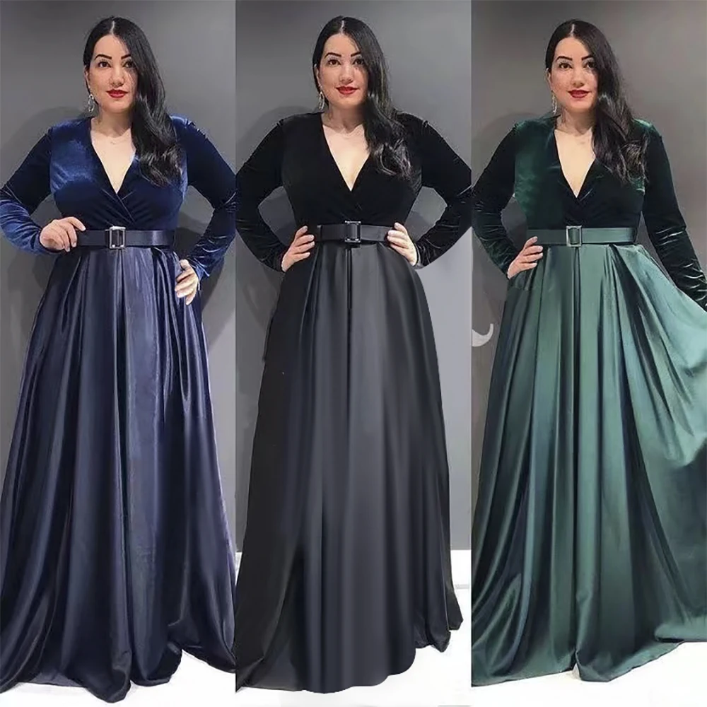 Plus Size Winter Velvet African Dresses For Women 2022 Dashiki New Year Dinner Gown Elegant Muslim Kaftan Satin Party Long Dress