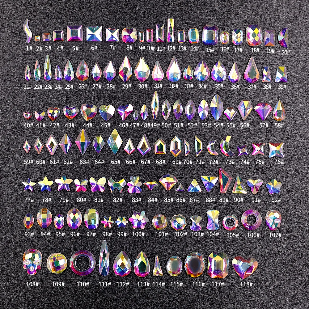 Tanie 40 sztuk kryształ AB Rhinestone w sieci wielu kształt płaski z powrotem sklep