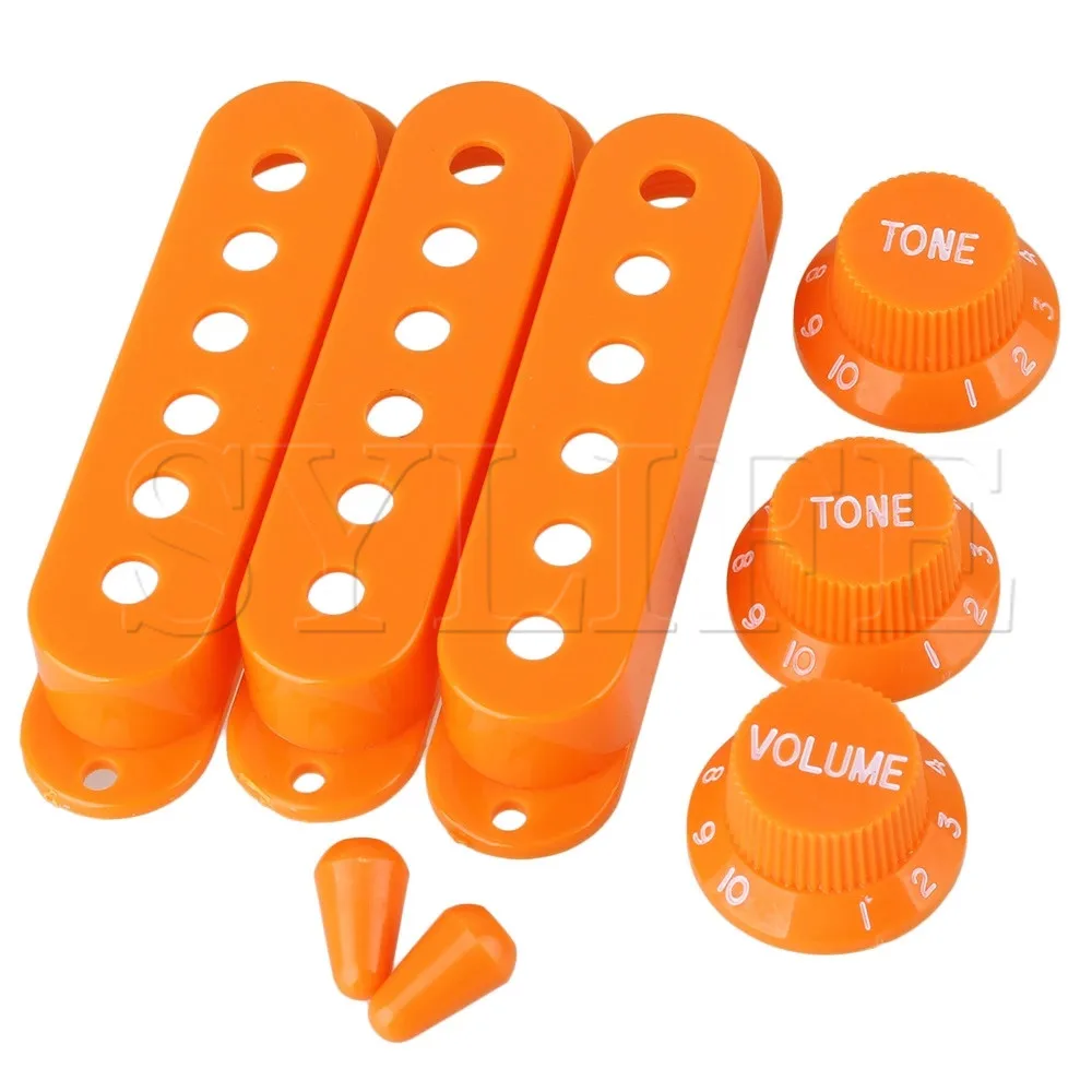 Желтая Пластиковая крышка для электрогитары с 3 одиночными катушками ручки 2