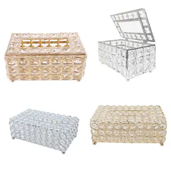 

Tissue Box Holder Crystal Cube Napkin Dispenser Bedroom Office Hotel Cafe Coffee