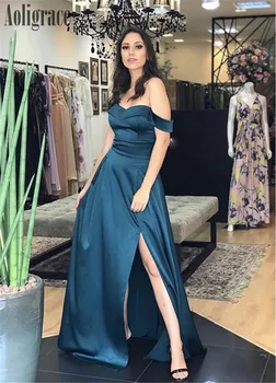 

Off Shoulder High Side Split Prom Dresses Sweep Train Formal Party Evening Gowns Hot Special Occasion Dresses Vestidos De Fiesta