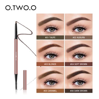 

O.TWO.O Ultra Fine Triangle Eyebrow Pencil Waterproof Microblading Eyebrow Tattoo Pen Long-lasting 6 Colors Eye Brow with Brush