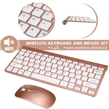 

2.4G Wireless Keyboard Mouse Set Ultra-Slim Keyboard Combo For Android IOS Laptop Notebook Macs Desktop TV Box Office Supplies