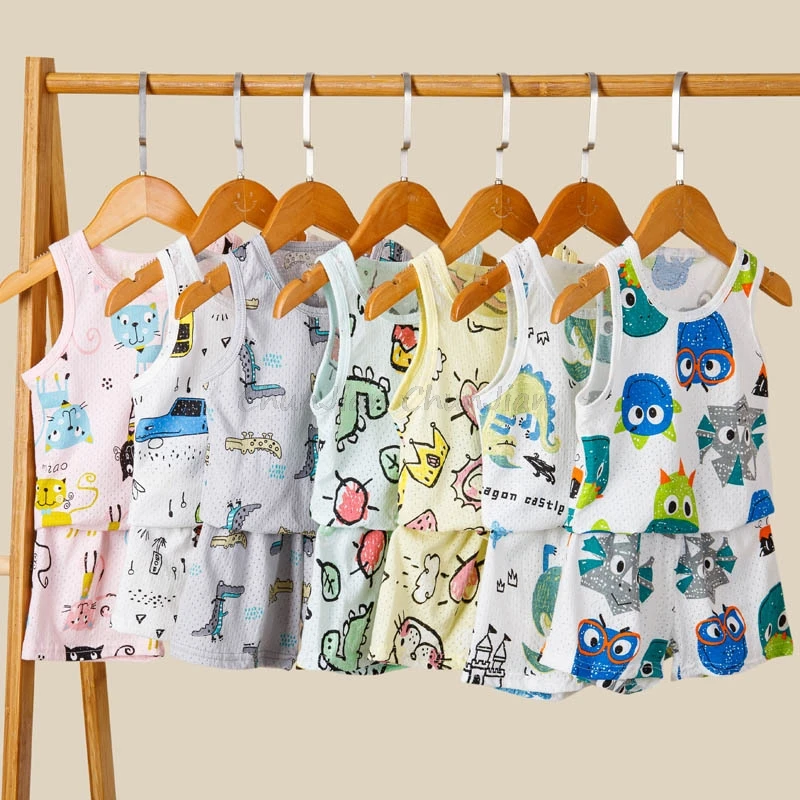 Conjuntos de pijamas de algodón sin mangas para niños y niñas, ropa de dormir de verano de 1 a 9 años con diseño de unicornio